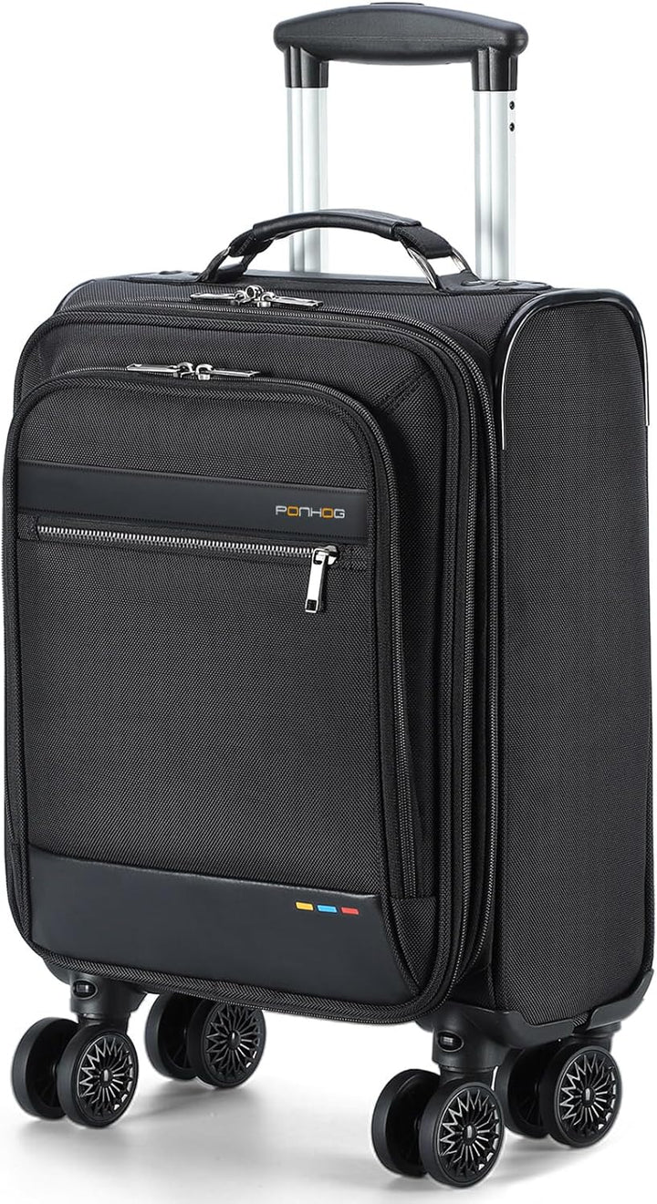 Unisex uitbreidbare handbagage koffer met spinnerwielen en laptopvak, perfect voor onder de stoel.