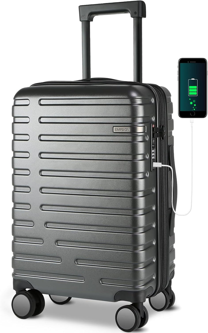 Unisex uitbreidbare harde koffer met spinnerwielen en TSA-slot, ideaal voor handbagage.