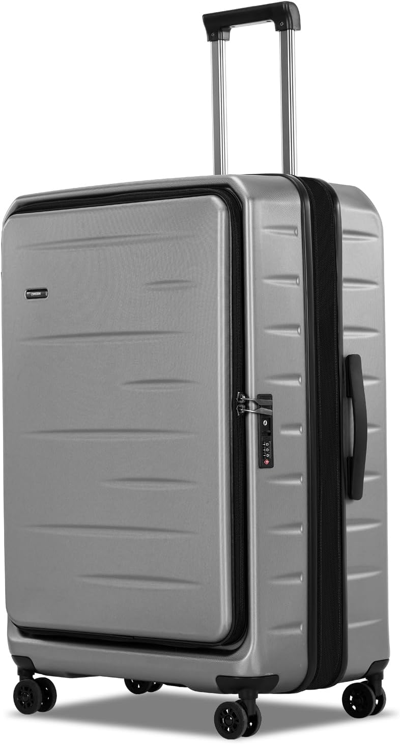 Duurzame hardcase handbagage koffer met voorvak en TSA-slot, ideaal voor frequent reizen.