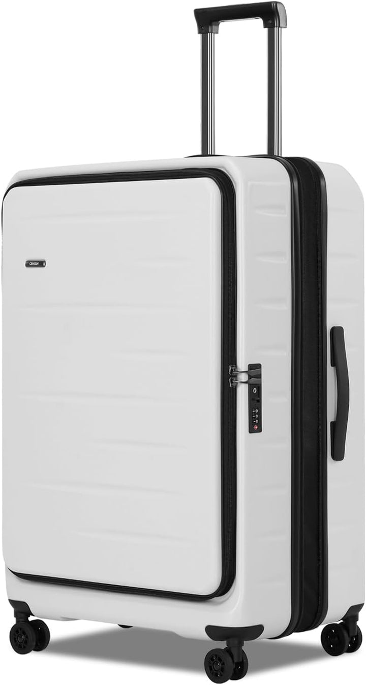 Compacte handbagage koffer met handig voorvak, uitbreidbaar voor extra pakruimte.