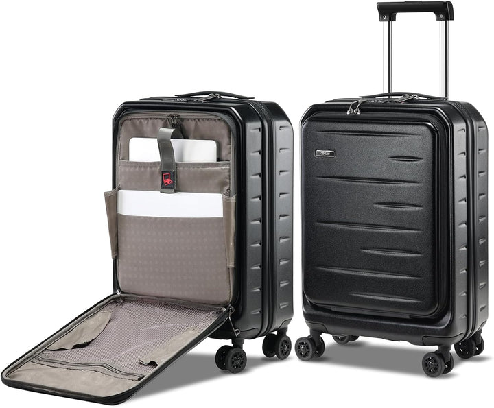 Complete kofferset: uitbreidbaar, hardcase, met voorvak en geïntegreerd TSA-slot.