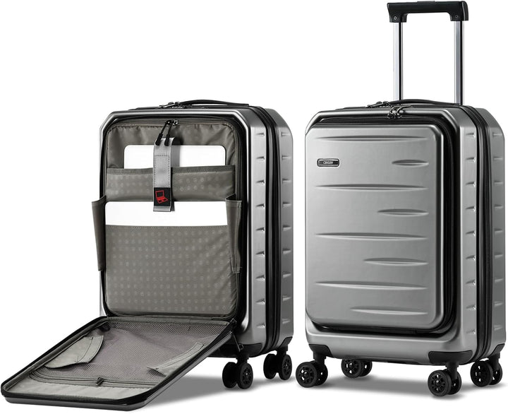 Uitbreidingsrits open op de unisex koffer, toont extra pakruimte voor meer bagage.