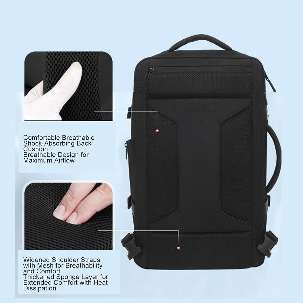 Comfortabele waterbestendige reis backpack met vacuümfunctie en pomp, ideaal voor georganiseerd reizen.