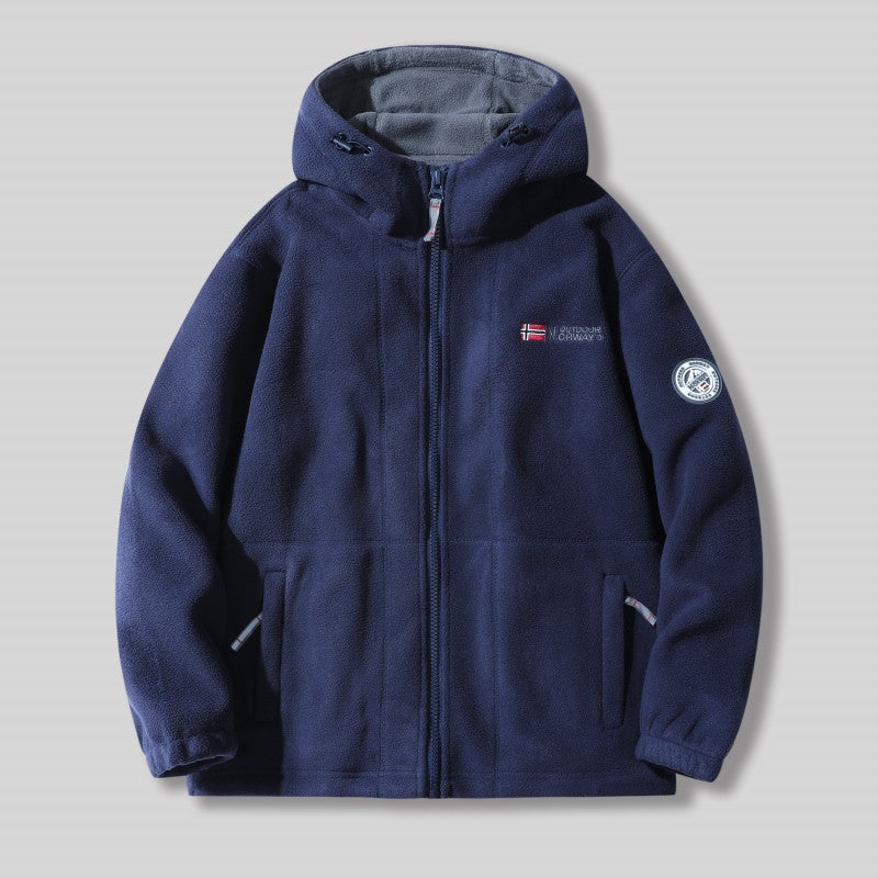 Unisex ultra warme fleece jas in zacht materiaal voor heren en dames, perfect voor koude winterdagen met praktische zakken.
