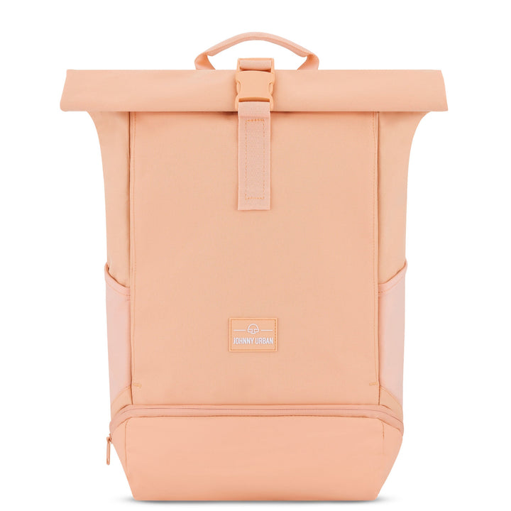 Overzicht van de UrbanFlow rolltop rugzak; toont alle kenmerken van deze multifunctionele rugtas.