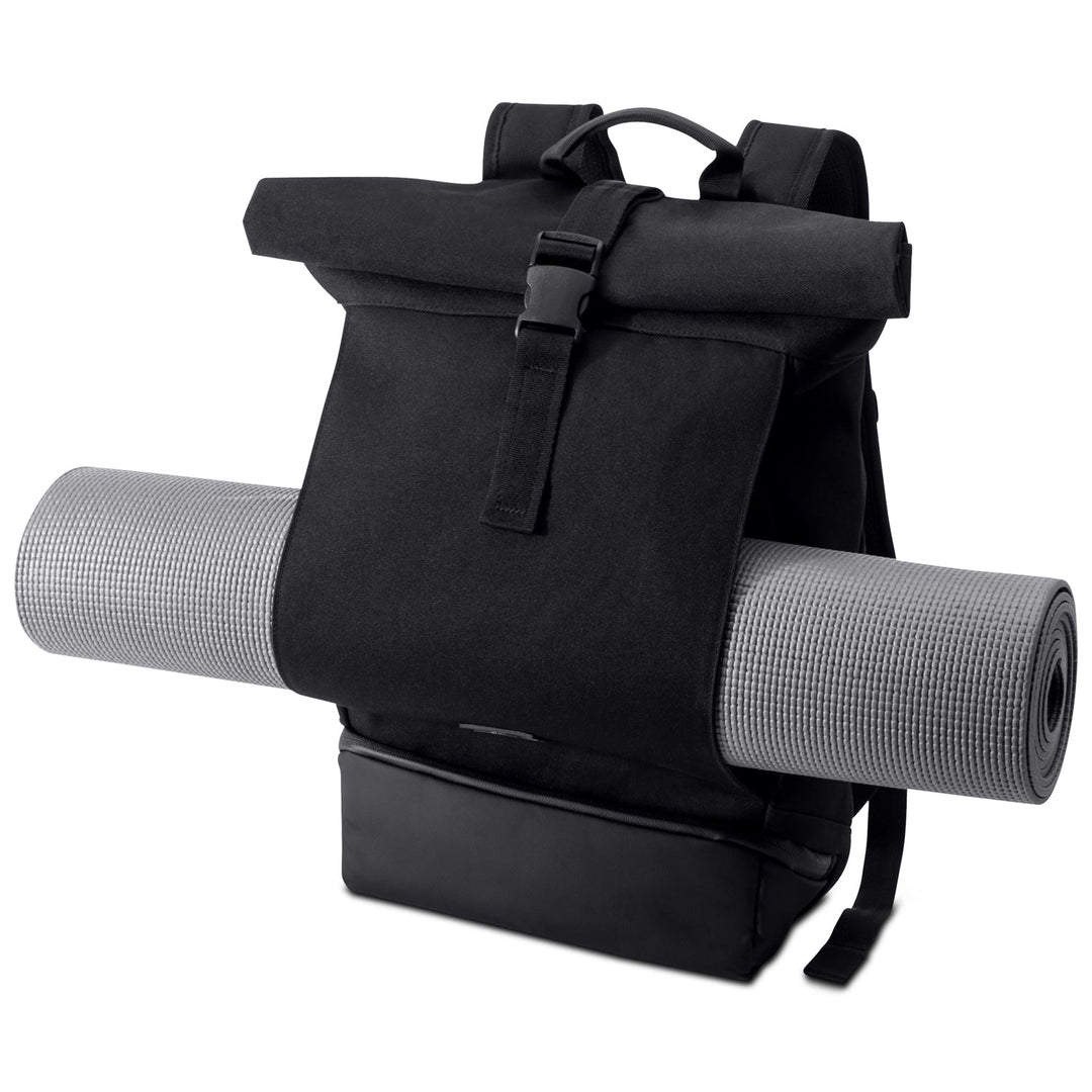 Robuuste UrbanFlow rolltop dagrugzak; waterafstotend, perfect voor stedelijk gebruik.