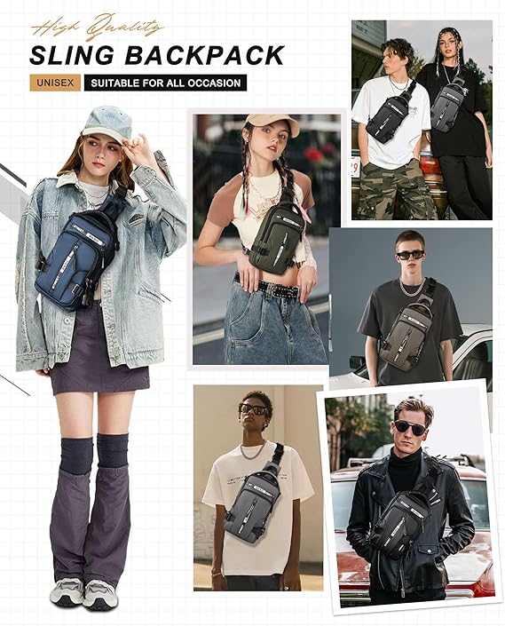 Minimalistische UrbanLite crossbody sling rugzak, slank en stijlvol, voor een moderne, praktische look.