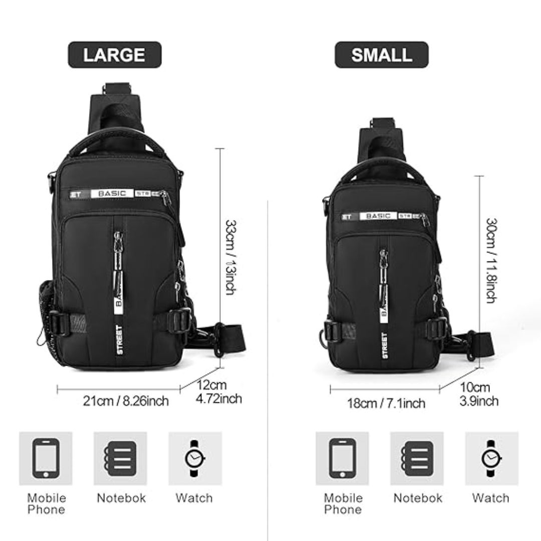Stijlvolle en praktische UrbanLite compacte sling rugzak, unisex, ideaal voor zowel stad als natuur.