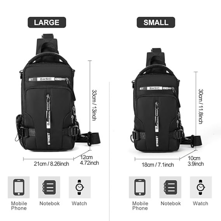 Stijlvolle en praktische UrbanLite compacte sling rugzak, unisex, ideaal voor zowel stad als natuur.