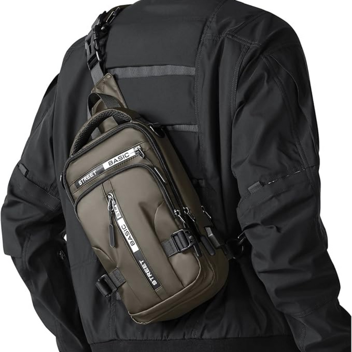 Praktische UrbanLite compacte sling rugzak met veel opbergruimte, duurzaam nylon, perfect voor wandelen.