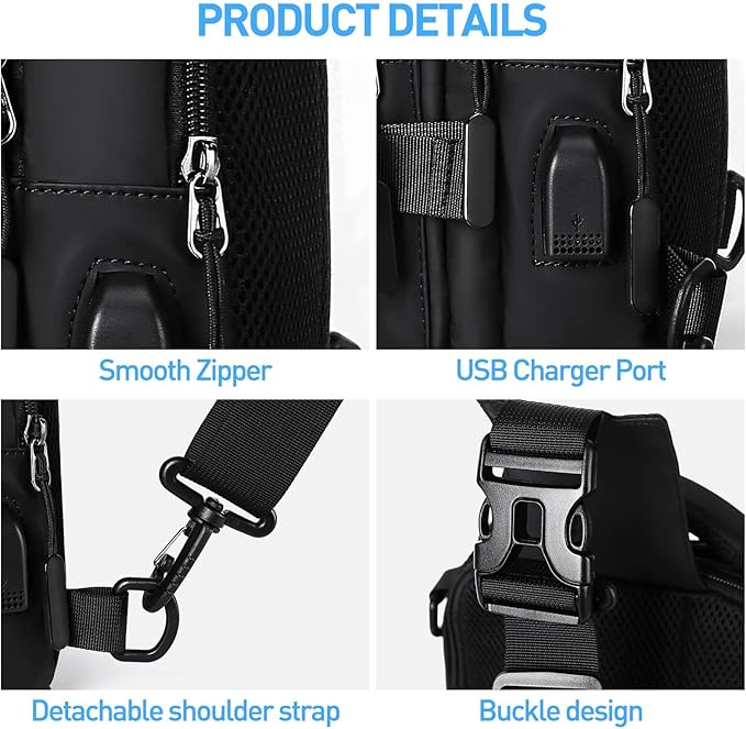 UrbanLite compacte schoudertas/sling rugzak, unisex, ideaal voor telefoon, sleutels, portemonnee en meer.
