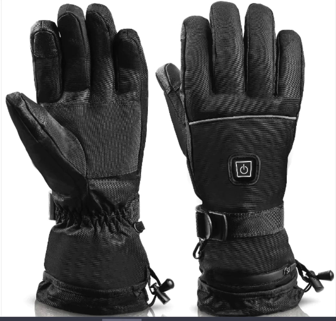 Detail van verwarmde ski handschoenen. Deze koudebestendige unisex handschoenen zijn perfect voor alle winteractiviteiten.