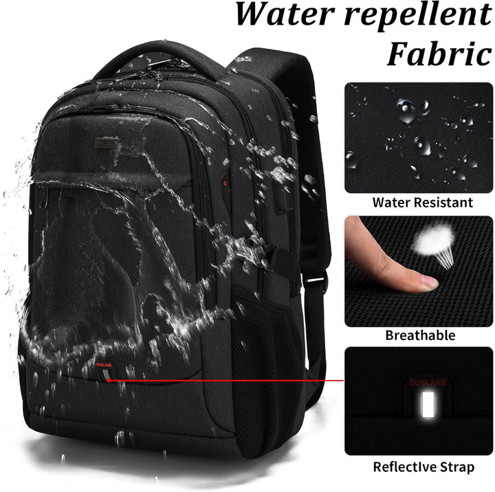 Compacte waterdichte rugzak met USB, ideaal voor korte reizen en dagelijks gebruik.