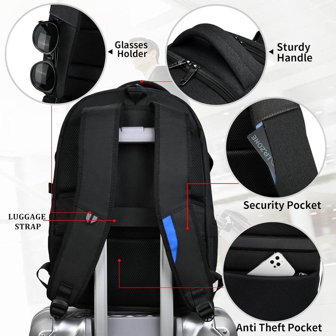 Ergonomische waterdichte schooltas met laptopvak en USB-poort voor comfort.
