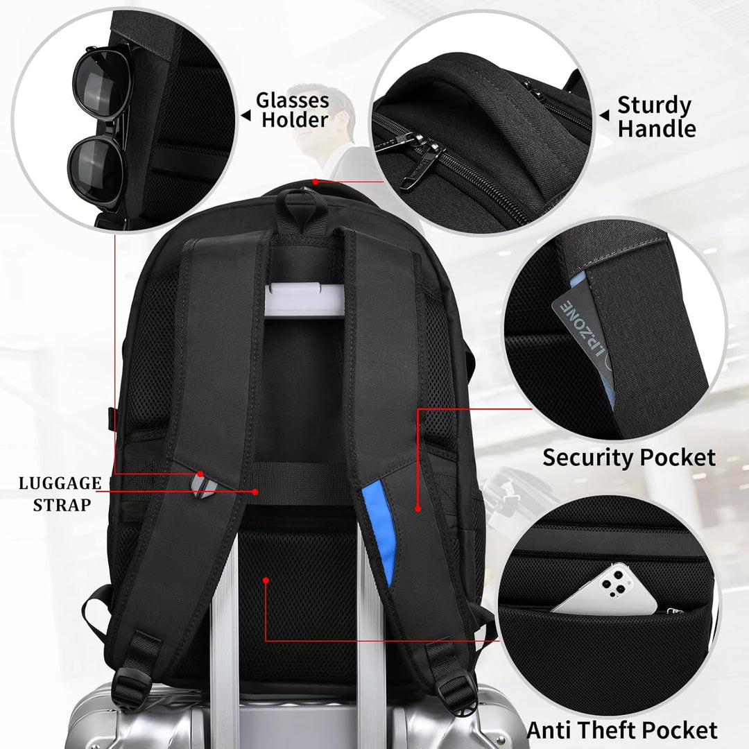 Professionele werkrugzak, waterdicht, met dedicated laptopvak en handige USB-poort.