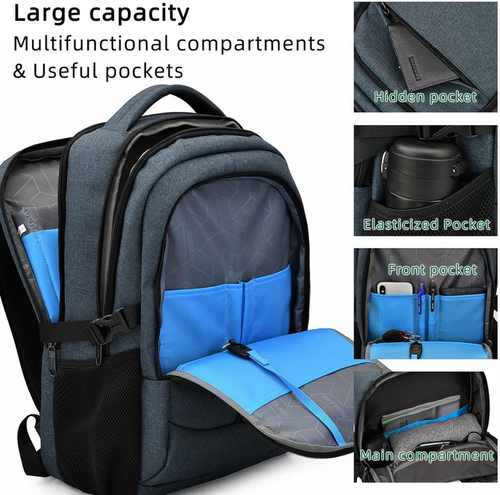 Ademende waterdichte pendelrugzak, unisex, met laptopruimte en USB-aansluiting.