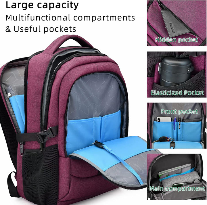 Praktische waterdichte studentenrugzak met laptopvak, USB-poort en veel bergruimte.