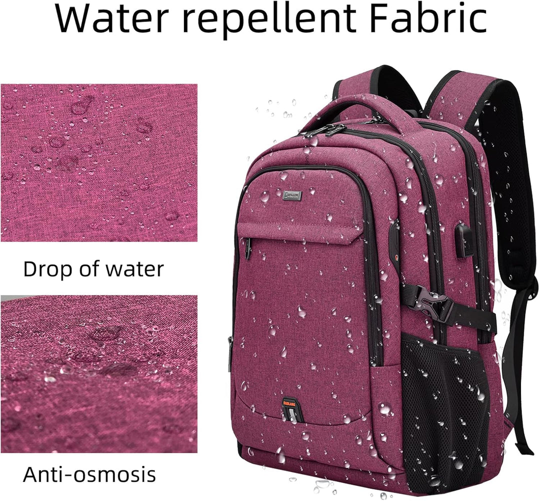 Ruime waterdichte reistas, unisex, met laptopcompartiment en externe USB-poort.