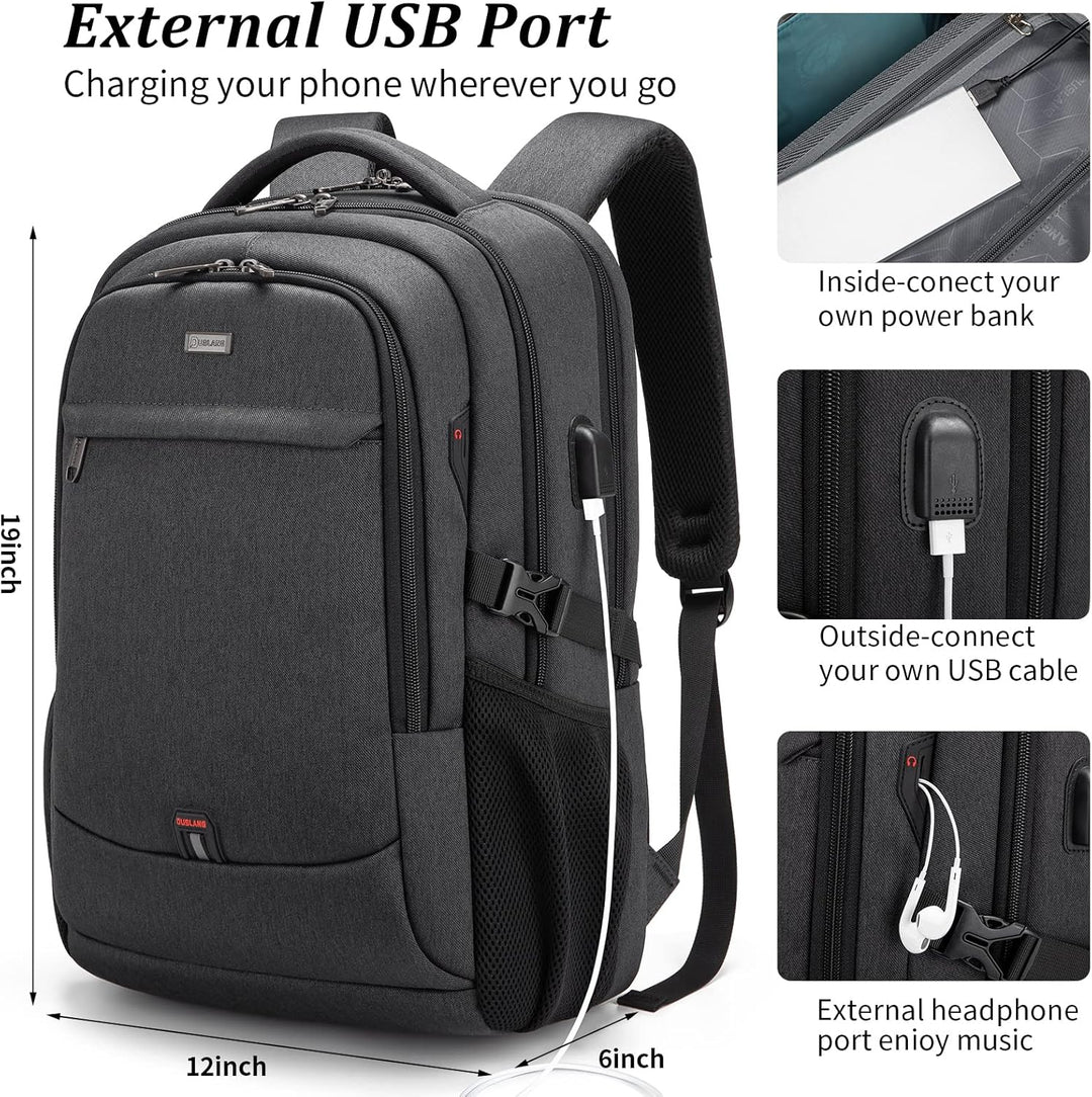 Trendy unisex waterdichte rugzak met USB, ideaal voor dagelijks gebruik en avontuur.