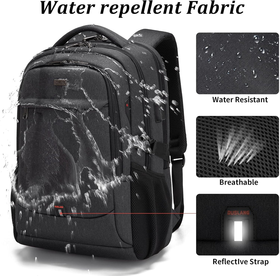 Grote waterdichte reisrugzak met comfortabele schouderbanden en USB-connectiviteit.