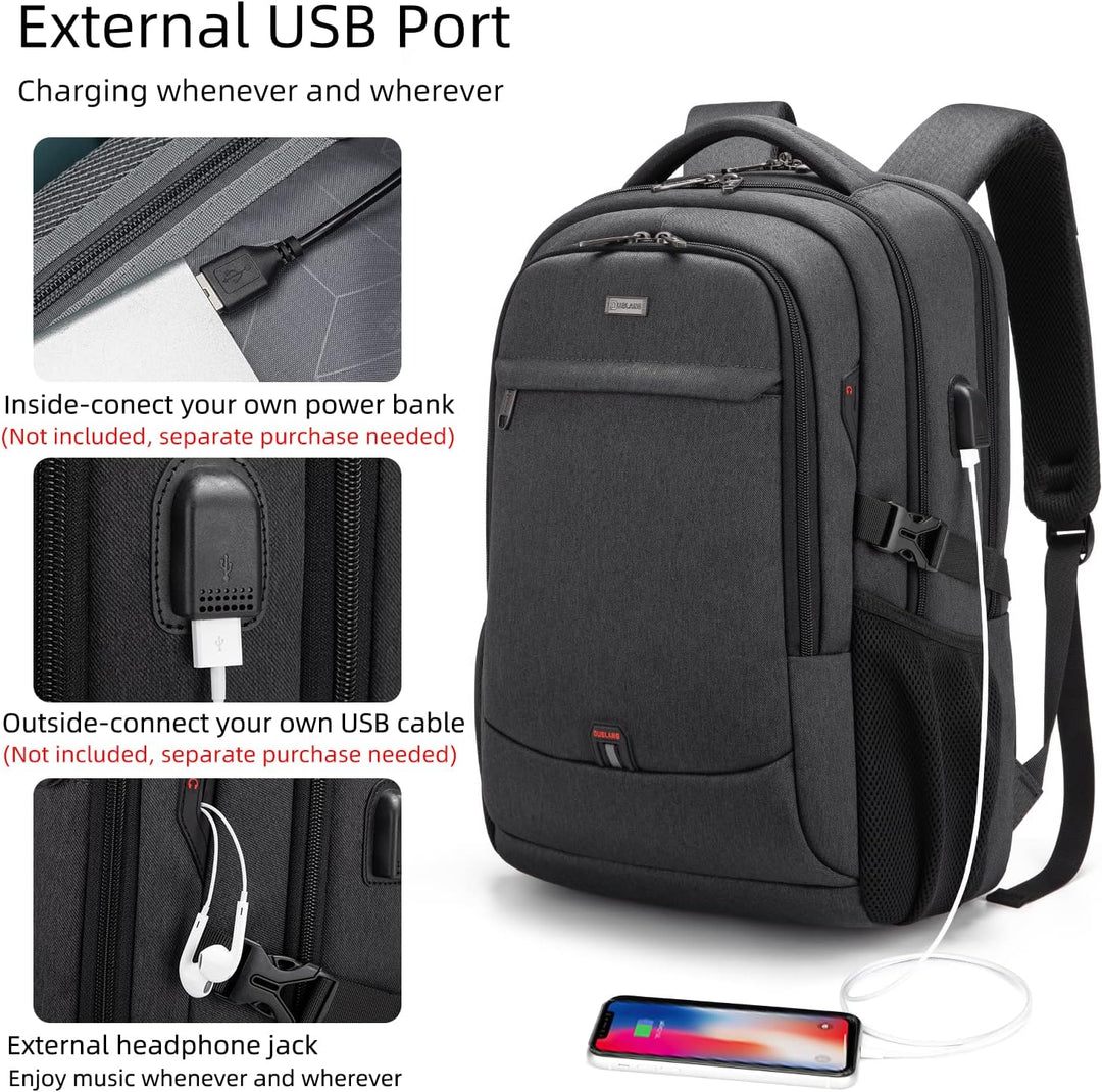 Functionele unisex schooltas met laptopvak, USB-poort en georganiseerde opslag.