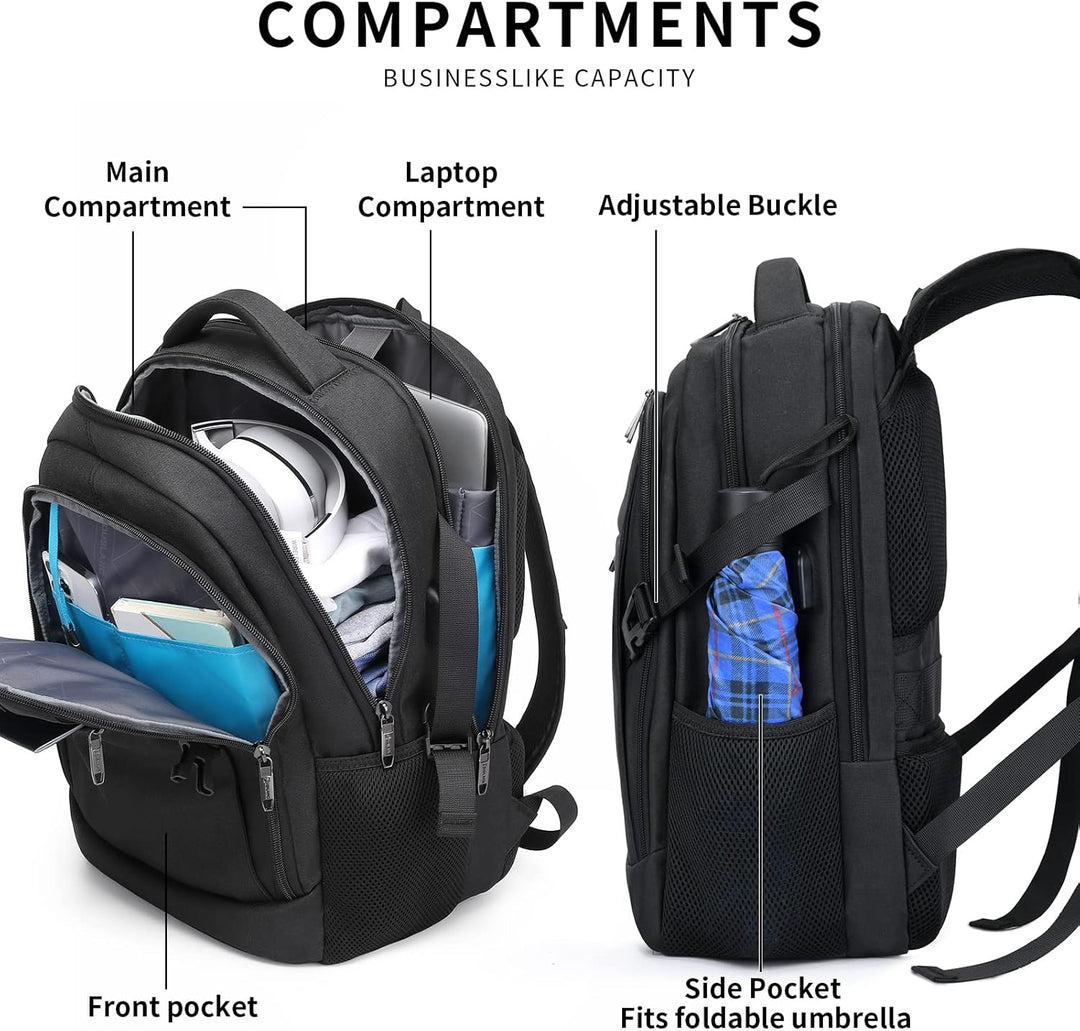 Praktische waterdichte studentenrugzak met USB-poort, perfect voor laptop en schoolboeken.