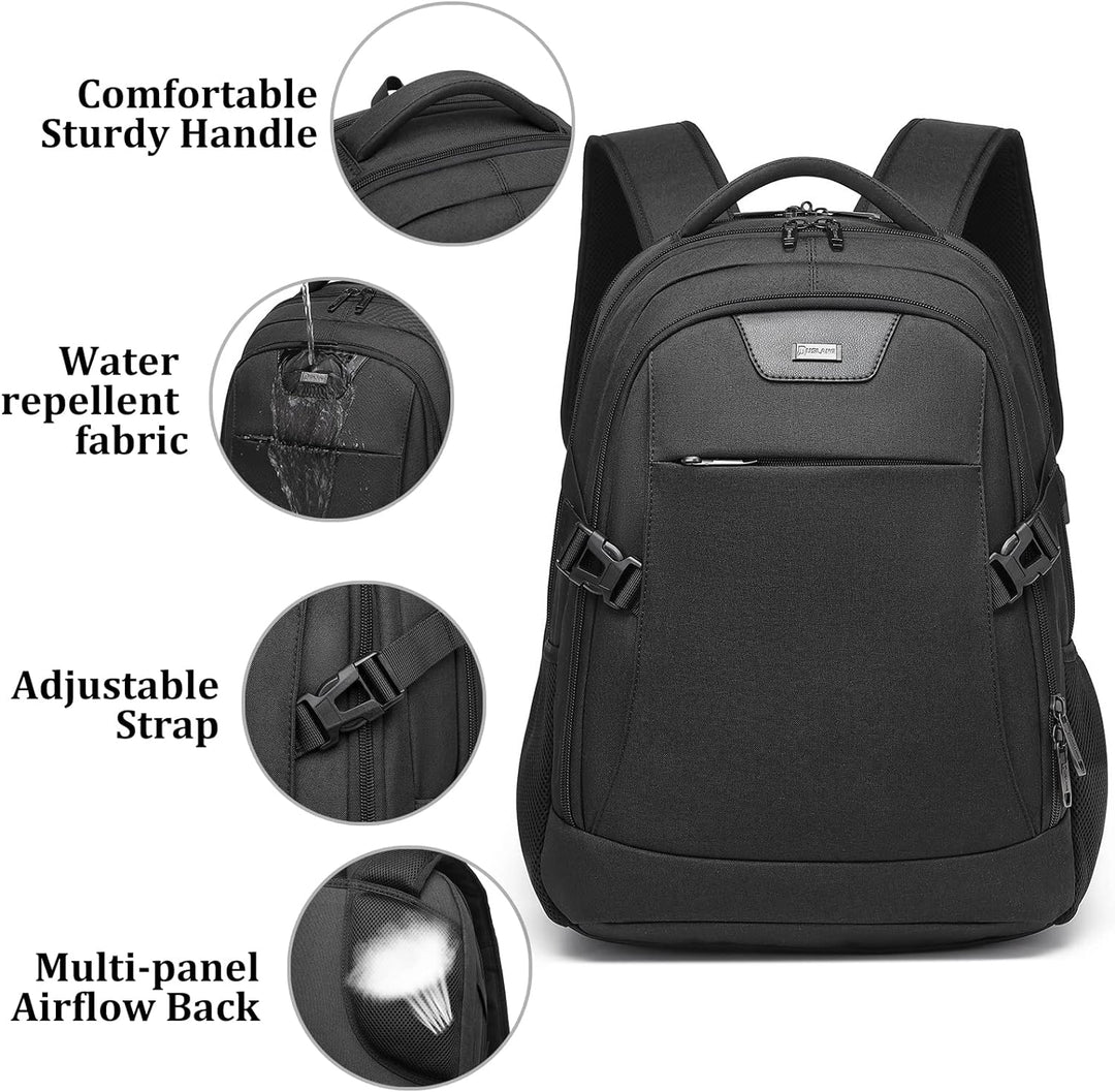 Ruime waterdichte reistas, unisex, met laptopbescherming en makkelijke USB-toegang.