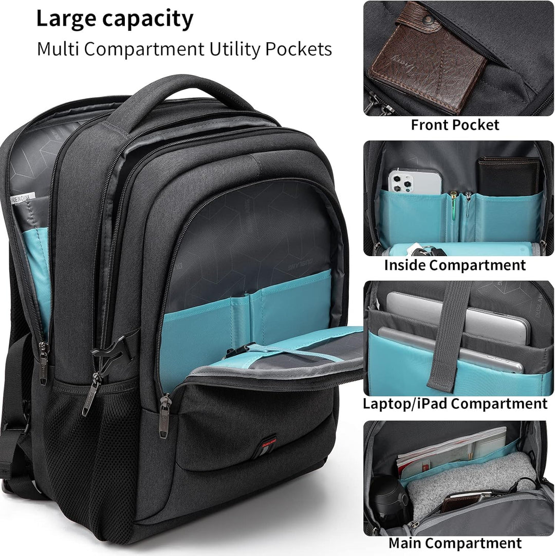Ademende waterdichte pendelrugzak, unisex, met laptopruimte en externe USB-poort.