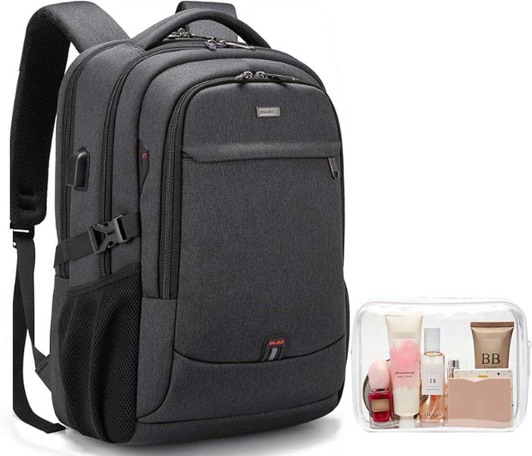 Georganiseerde waterdichte laptoprugzak, unisex, met USB-poort en veilige opbergruimte.