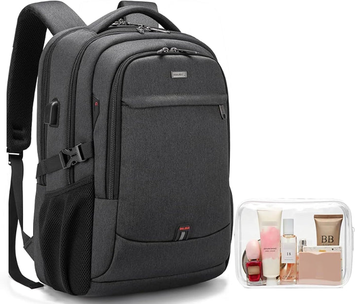 Georganiseerde waterdichte laptoprugzak, unisex, met USB-poort en veilige opbergruimte.