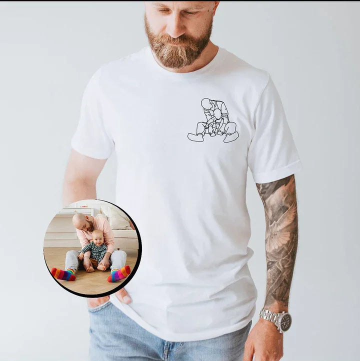 Unisex wit T-shirt met gepersonaliseerd geborduurd ontwerp, ideaal cadeau voor elke gelegenheid.