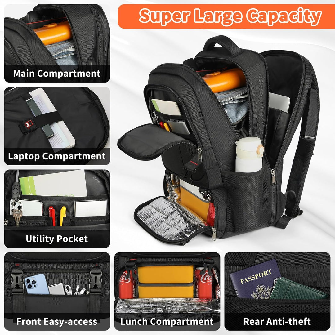 Ruime rugzak met apart geïsoleerd lunchvak en gewatteerd laptopvak; perfect voor werk & studie.