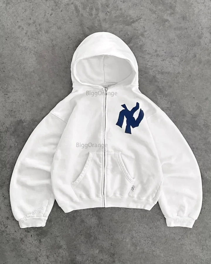 Zachte, comfortabele unisex Y2K hoodie met oversized pasvorm en abstracte kunst print, perfect voor alle seizoenen.