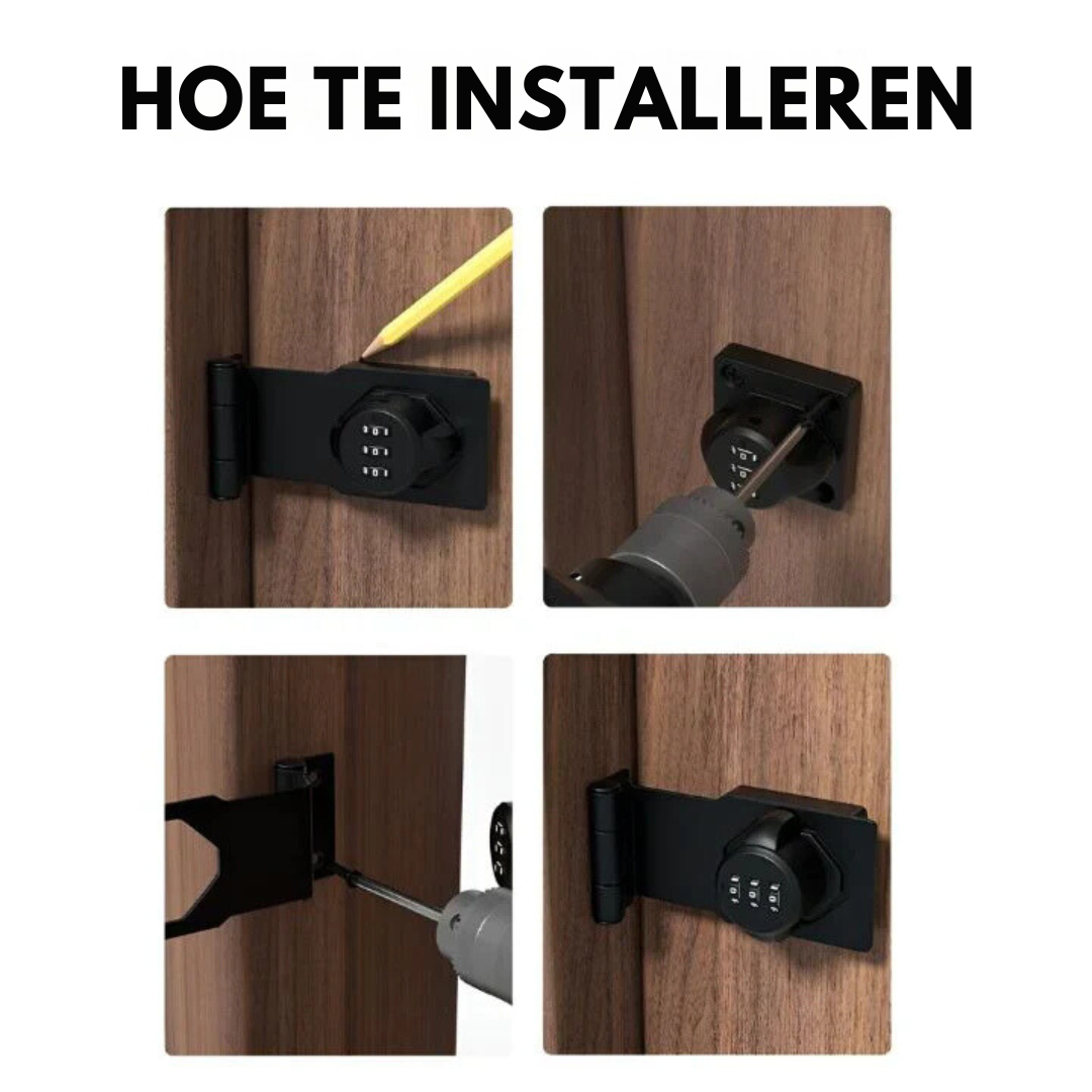 Eenvoudig te installeren combinatieslot, sleutelloos cijferslot. Universele oplossing voor deuren, kasten & laden thuis.