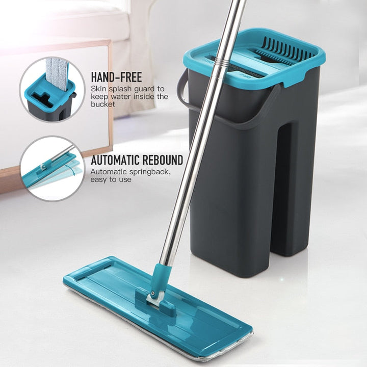 Complete set: universele dweil met lange steel en 4 navulbare schoonmaakpads voor efficiënt huishouden.
