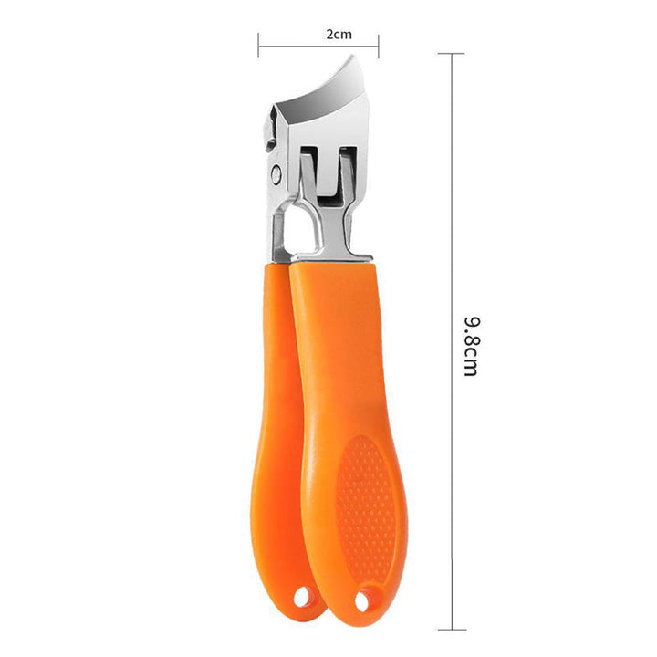 Ergonomisch ontworpen nagelknipper met brede kaak, maakt het knippen van dikke nagels moeiteloos.
