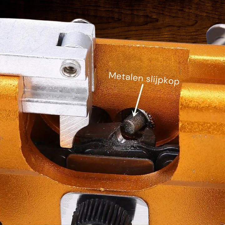 Ergonomische ProfiSaw kettingslijper, comfortabel gereedschap voor het eenvoudig en scherp slijpen van kettingzagen.
