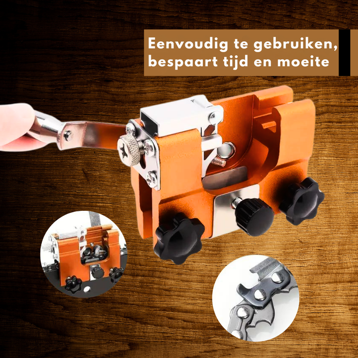 Robuuste ProfiSaw kettingslijper, duurzaam gereedschap voor langdurig scherpe kettingzagen in bosbouw en tuin.