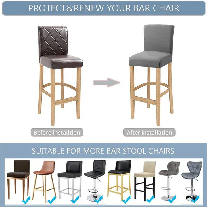 Elegante stretchhoes voor barstoelen, waterdicht, polyester katoen, vernieuw uw eetkamerstijl.