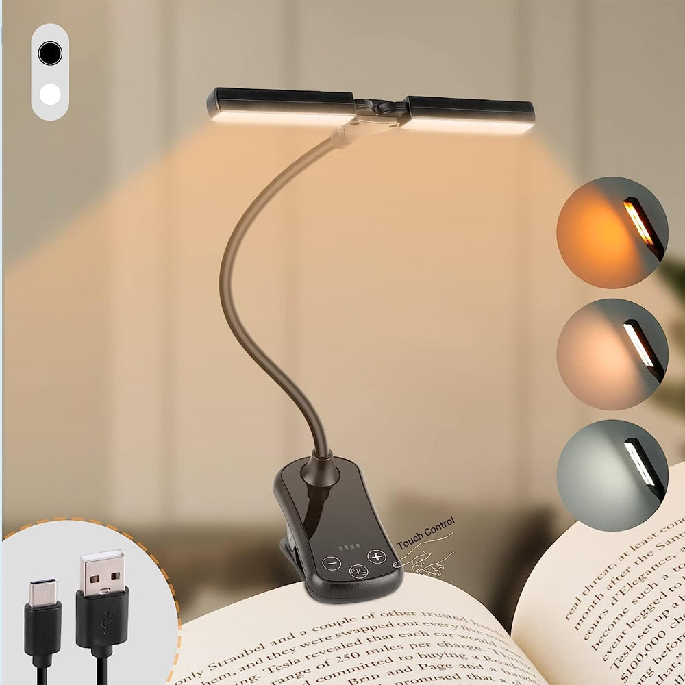 Verstelbaar LED leeslampje met clip, USB oplaadbaar voor flexibel gebruik, studielampje met helder licht