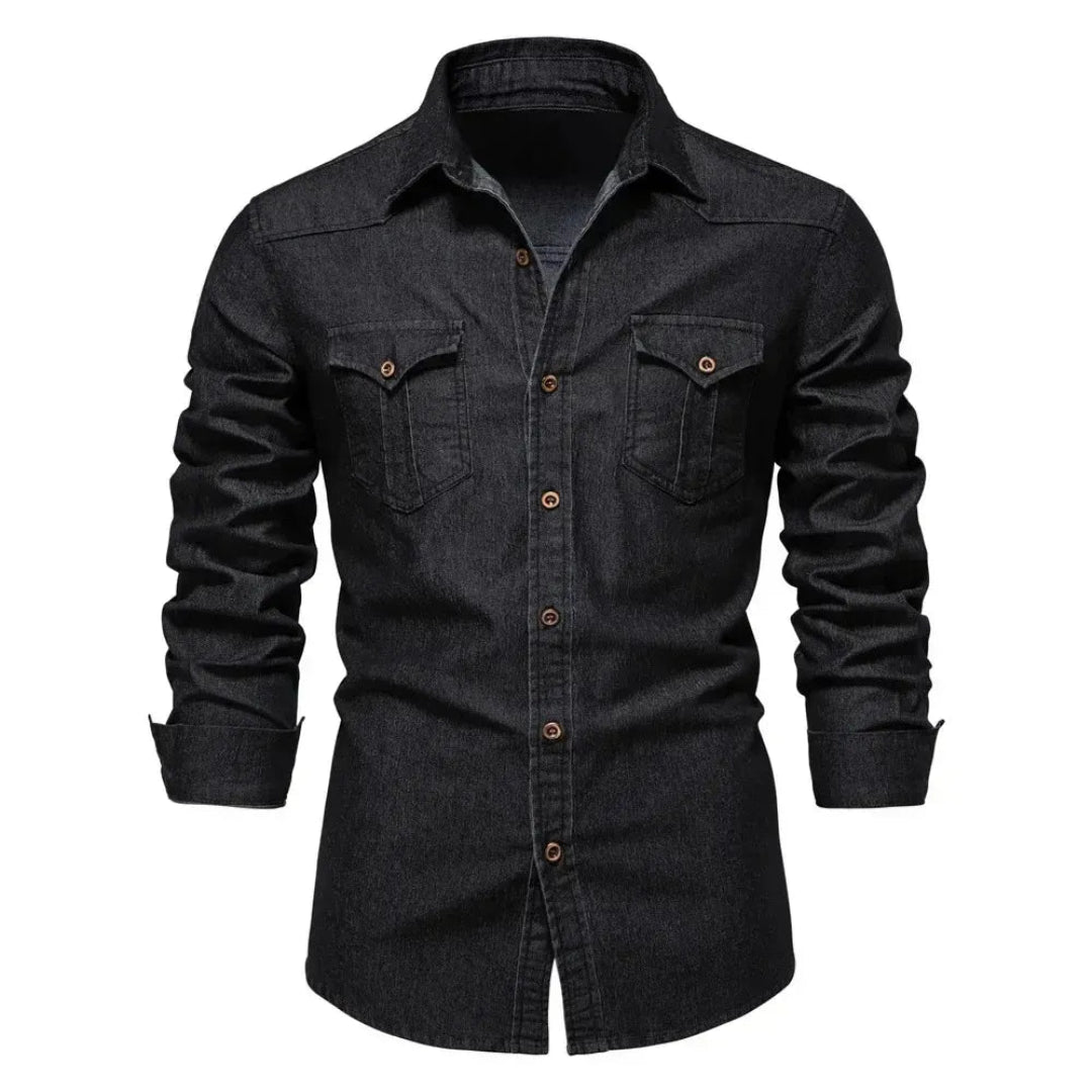 Zachte stoftextuur van het veelzijdige heren overhemd met lange mouwen. Comfortabel mannenmode shirt voor elk seizoen.