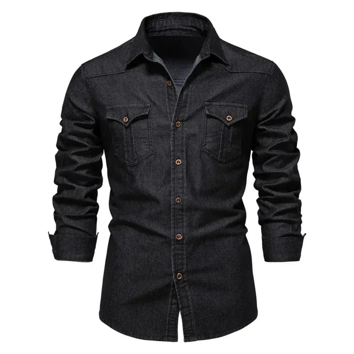 Zachte stoftextuur van het veelzijdige heren overhemd met lange mouwen. Comfortabel mannenmode shirt voor elk seizoen.