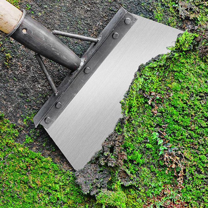 Veelzijdige all-in-1 tuinschep van roestvrij staal, ideaal voor graven, wieden en planten in de tuin.