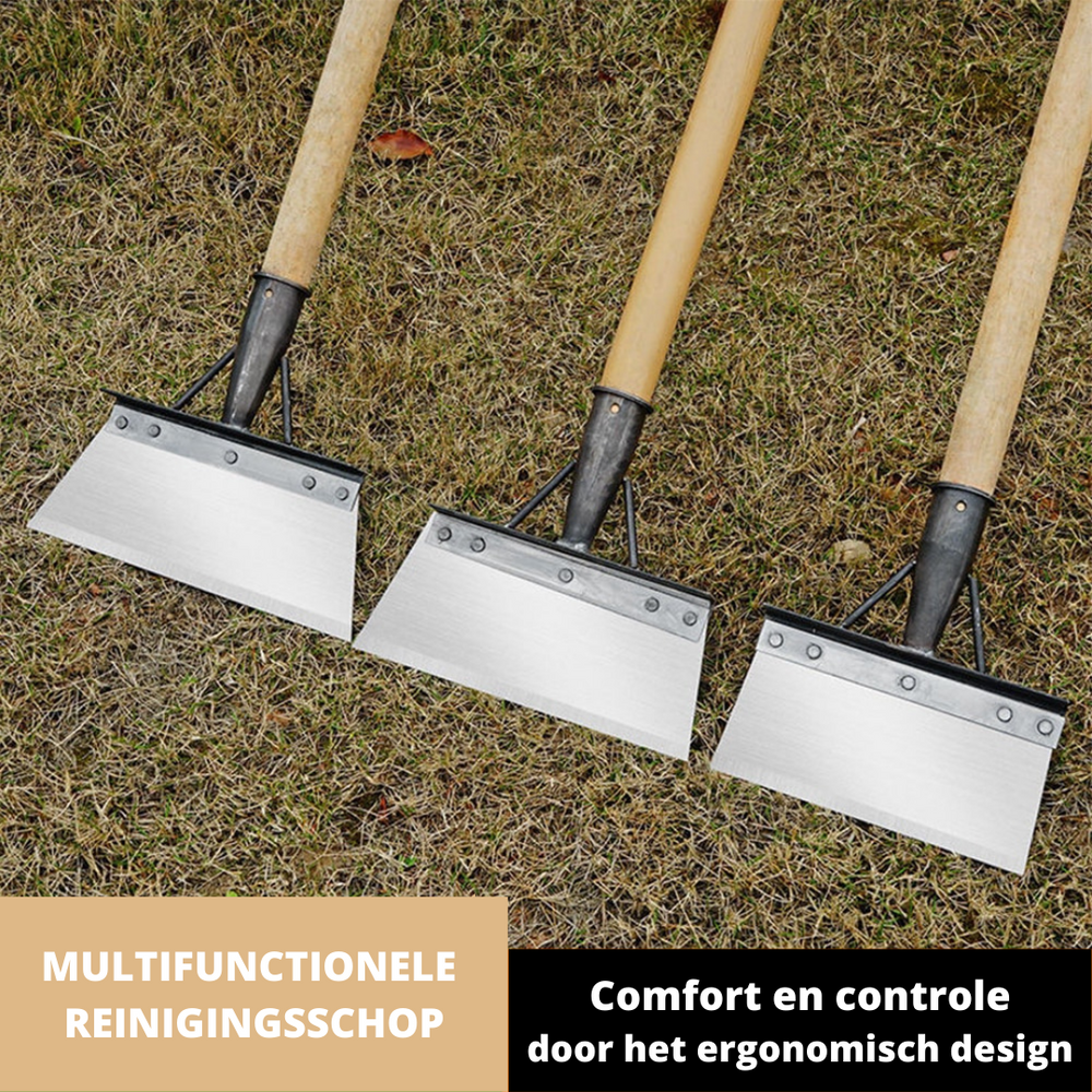 Ergonomische tuinschep voor efficiënt grondwerk, planten en onkruid wieden; essentieel tuingereedschap.