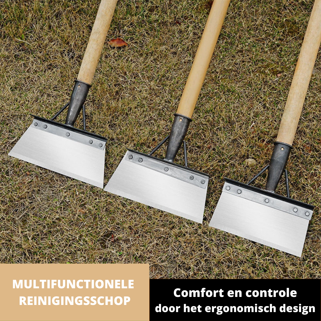 Ergonomische tuinschep voor efficiënt grondwerk, planten en onkruid wieden; essentieel tuingereedschap.