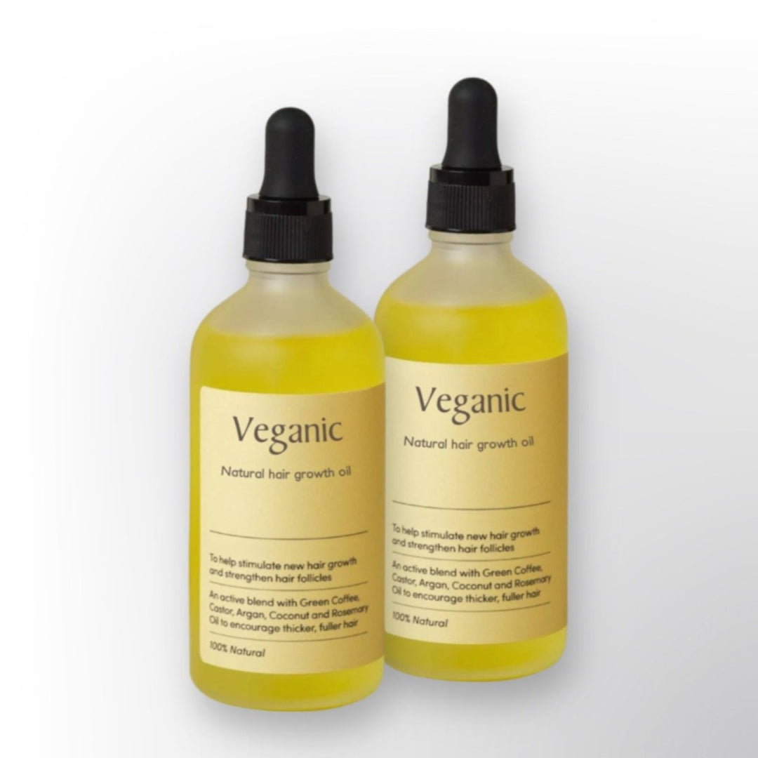 Natuurlijke haargroei olie met castorolie, arganolie & kokosolie. Vegan serum voor haarherstel en sterker haar.