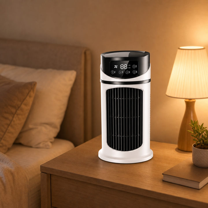 Stijlvolle Ventora USB luchtkoeler met ventilator en bevochtiger functionaliteit, voor comfortabele zomermaanden.