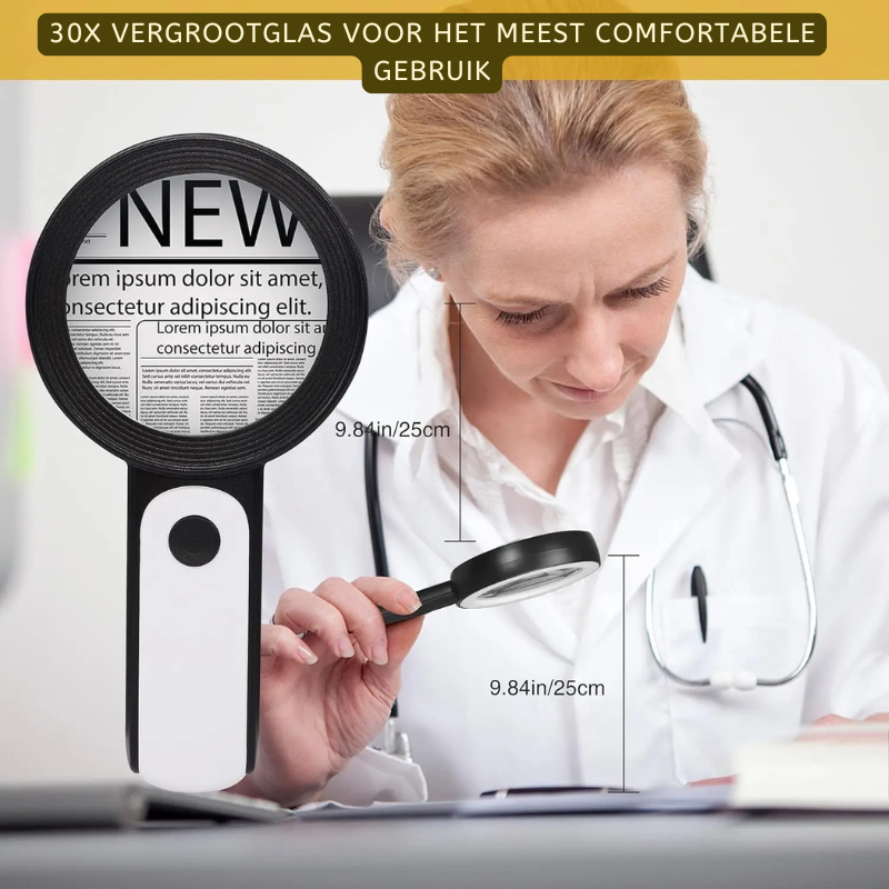 Handig vergrootglas met ingebouwde LED verlichting, perfect voor senioren en detailwerk