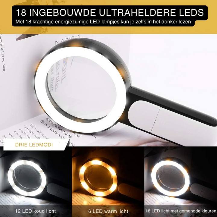 Ergonomisch vergrootglas 30x met LED verlichting, geschikt voor lezen en alle hobby's