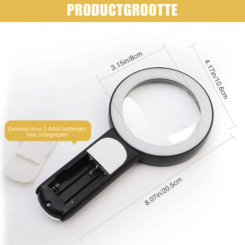 Vergrootglas met duurzame LED verlichting voor duidelijke weergave bij inspectie en lezen